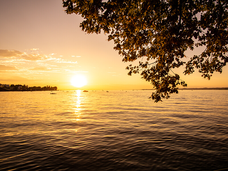 Bregenz-Sonnenuntergang Sonnenuntergang an der Uferpromenade